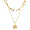 26 Alphabet Double Layer Necklace Hexagonal Letter Pendant Layered Collarbone Chain, Style: Z
