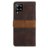 For Samsung Galaxy A42 / M42 5G Grid Stitching Leather Phone Case with Lanyard(Brown)