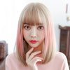 Female Gradient Highlighting Lifelike Chemical Fiber Headgear Wigs(White Tea Color 39CM)
