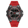 SANDA 6092 Luminous Dual Time Display Waterproof Sports Watch(Black Red)