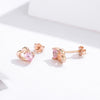 Sterling Silver Earrings Heart-shaped Rose Gold-plated Zircon Earrings