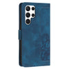 For Samsung Galaxy S23 Ultra 5G Tulips Embossed Leather Phone Case with Lanyard(Blue)