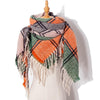 Autumn & Winter Fringed Scarf Plaid Square Scarf Thickening Ladies Shawl, Size:145cm(LS-07 Orange)