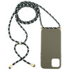 For iPhone 12 mini Wheat TPU Protective Case with Lanyard(Dark Green)