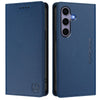 For Samsung Galaxy S24 FE 5G RC01 Dual-Folded Magnetic Suction RFID Leather Phone Case(Dark Blue)