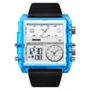 SKMEI 2020 Square Large Dial Triple Movement Men Sports Watch(Transparent Blue)