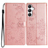 For Samsung Galaxy A56 5G Butterflies and Flowers Leather Phone Case(Rose Gold)