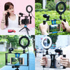 PULUZ 4 in 1 Vlogging Live Broadcast Smartphone Video Rig + 4.7 inch 12cm Ring LED Selfie Light Kits with Microphone + Tripod Mount + Cold Shoe Tripod Head for iPhone, Galaxy, Huawei, Xiaomi, HTC, LG, Google, and Other Smartphones(Blue)