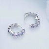 BSE749 Sterling Silver S925 White Gold Plated Purple Zirconia Earrings