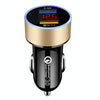 2 PCS Aluminum Ring Display Car Charger  QC3.0+2.4A Aluminum Alloy Multi-function Halo Digital Display Car Charger(Gold)