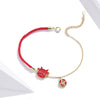 S925 Sterling Silver Red Rope Cute Cow Women Bracelet Jewelry