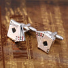 4A Poker Cufflinks Male French Shirt Cufflinks Cards Design cufflink Fashion for Men(Silver)