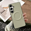 For Samsung Galaxy S25 5G Magsafe Magnetic Plain Leather Phone Case(Light Green)