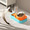 Cat Food & Water Bowl Set - Grey & White - Self-Filling - Raised
