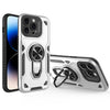 For iPhone 14 Pro Max Metal Rotating Bracket TPU + PC Magnetic Phone Case(White)