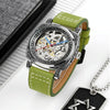 SKMEI 9271 Stainless Steel Buckle Leather Strap Waterproof Mechanical Watch(Green)