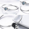 Guardian Eye S925 Sterling Silver Bangle Bracelet Set with Blue Gems, Size:21cm