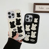 For iPhone 14 Plus Rabbit Plush Silicone Phone Case(Black)