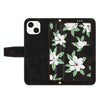 For iPhone 13 mini Floral Pattern Leather Phone Case with Lanyard(Black)