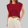 Women Summer Loose Top Basic T-Shirt Round Neck Casual Tank, Size: XXL(Wine Red)
