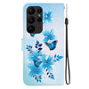 For Samsung Galaxy S23 Ultra 5G Crystal Texture Colored Drawing Leather Phone Case(Blue Butterflies)
