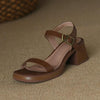 Summer Platform Mid Heel Open Toe Sandals, Size: 38(Brown)