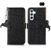 For Samsung Galaxy A36 Ostrich Pattern Genuine Leather RFID Phone Case(Black)