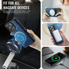 For iPhone 15 Pro AutSpace A12 MagSafe Magnetic RFID Card Bag Phone Case(Blue)