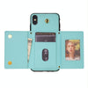 For iPhone XR Three Fold Card Bag Phone Case with Long Lanyard(Mint)
