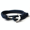 Alloy Anchor Charm Multilayer Leather Friendship Bracelets (Navy Blue)