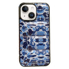 For iPhone 14 Camouflage Eiderdown Airbag Phone Case(Blue-B)