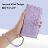 For Samsung Galaxy A26 5G Tulips Embossed Leather Phone Case with Lanyard(Purple)