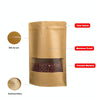 50 PCS Zipper Self Sealing Kraft Paper Bag with Window Stand Up for Gifts/Food/Candy/Tea/Party/Wedding Gifts, Bag Size:12x20+4cm(Transparent)