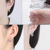 Cute Heart Real 925 Sterling Silver Cubic Zirconia Stone Earrings