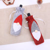 Christmas Machine Embroidered Faceless Old Man Wine Bottle Bags Table Decorations(Red)