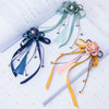 Ancient Style Hair Accessories Tassels Streamers Hairpins Hair Accessories Handmade Flowers Headdress(Navy Blue)