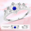 Women Crystal Ring Fashion Love Heart Crown Rhinestone Ring(Blue Diamond)