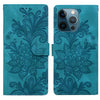 For iPhone 12 Pro Max / 13 Pro Max Lace Floral Embossed Magnetic Buckle Leather Phone Case(Green)
