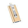 128GB Micro USB + 8 Pin + USB 2.0 3 in 1 Mobile Phone Computer U-Disk(Gold)