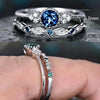 2 PCS/Set Women Fashion Zircon Gemstone Ring 10(Lake Blue)