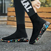 Knit Upper Breathable Sport Sock Boots Chunky Sneakers High Top Running Shoes for Men /  Women, Shoe Size:35(Camouflage)
