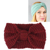 Winter Knitted Headband Turban Women Crochet Bow Wide Stretch Hairband Head Wrap(Wine)