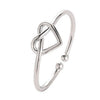 Girl Fashion Cute Simple Heart Hollow Open Adjustable Rings(Silver)