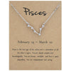 12 Zodiac Signs With Diamonds Necklace Card Rhinestones Collarbone Chain Pendant, Style: Pisces Silver