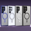 For Samsung Galaxy S25 Ultra 5G MagSafe Airbag Shockproof Frosted Phone Case with Fold Holder(Silver)