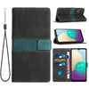 For Samsung Galaxy A02 / M02 Grid Stitching Leather Phone Case with Lanyard(Black)
