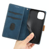 For iPhone 12 mini Grid Stitching Leather Phone Case with Lanyard(Blue)