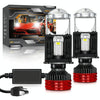 N5 1 Pair H4 Car Double Copper Tube LED Lens Headlight(Gun Color + Red)