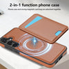 For Samsung Galaxy A55 5G Skin Feel Detachable Card Bag Magsafe Phone Case(Brown)