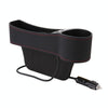 Car Multi-functional Co-pilot Seat Console PU Leather Box Cigarette Lighter Charging Pocket Cup Holder Seat Gap Side Storage Box (Black)